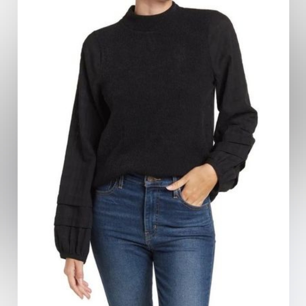 Madewell Black Long-Sleeve Mock Neck Top